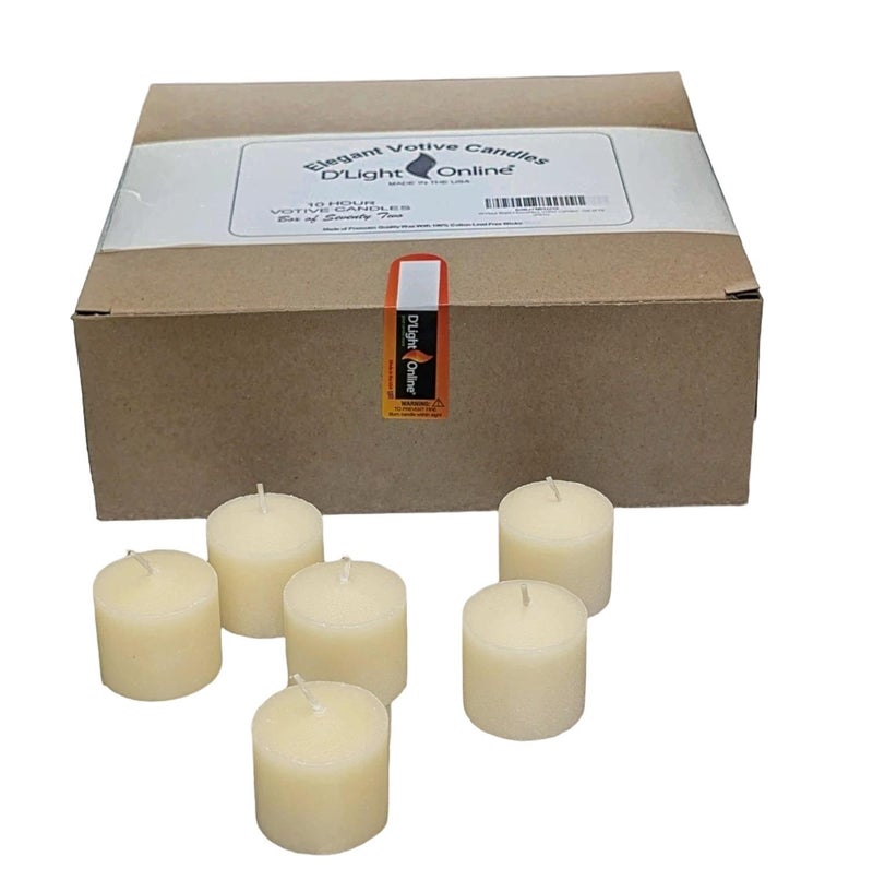 D'light Online Elegant Creamy Ivory Unscented Votive Candles - for Birthdays, Baby Shower, Home Decoration and Weddings (Ivory, 10 Hour - Set of 72) - Image 1
